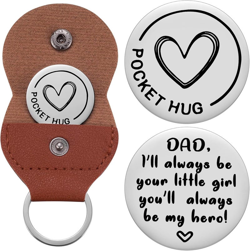 Aesnefe Pocket Hug Token Inspirational Reminder Gifts Mental Health Thinking of You Gift Self Love with PU Leather Keychain - Image 1